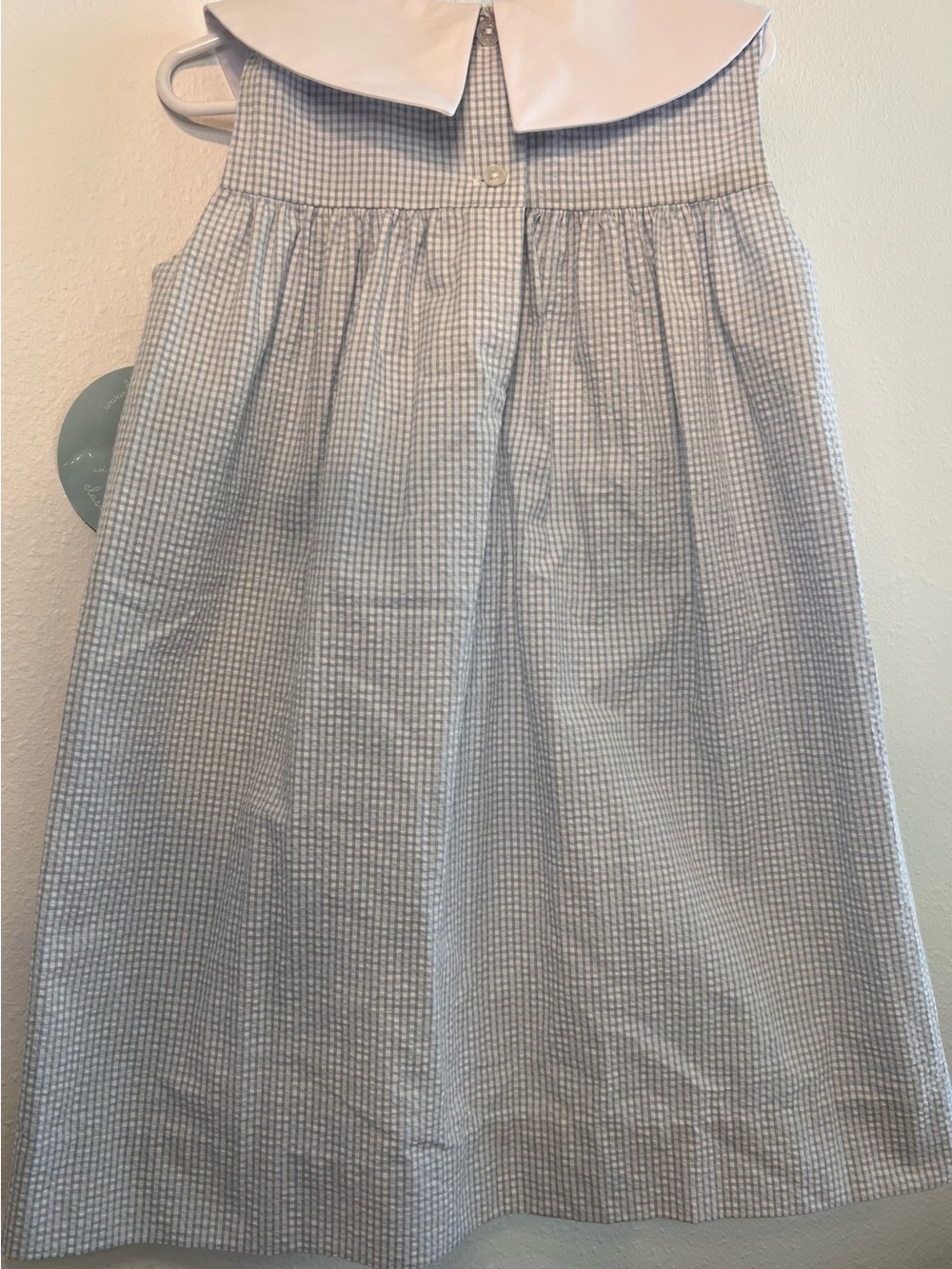 NWT Little English Blue Seersucker Dress with Watermelon Collar - Picture 3 of 7